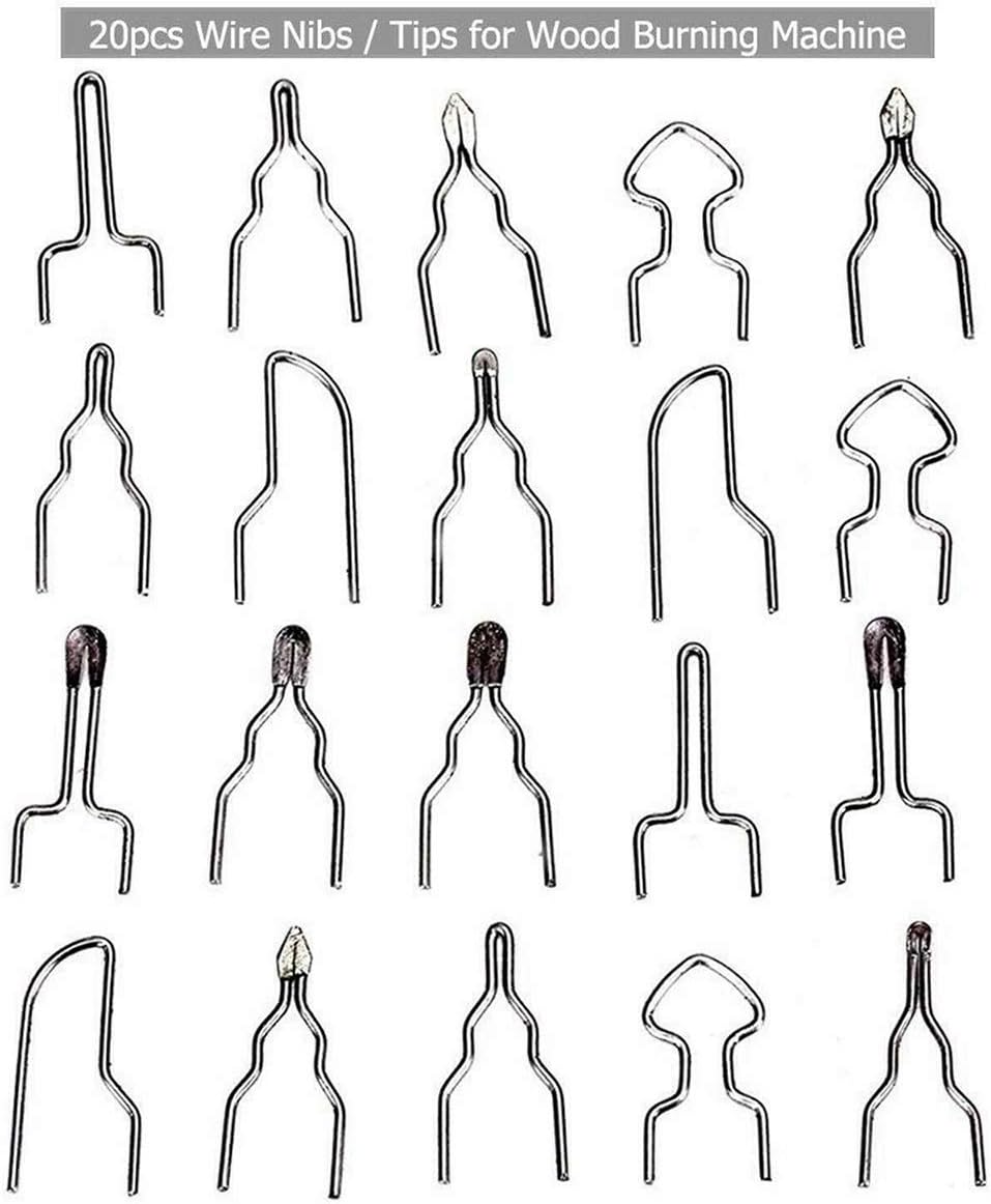 20PCS/Set Pyrography Wire Tips Replacement Burning Tips for 60W Wood Burning Machine (20PCS, Pyrography Wire Tips)