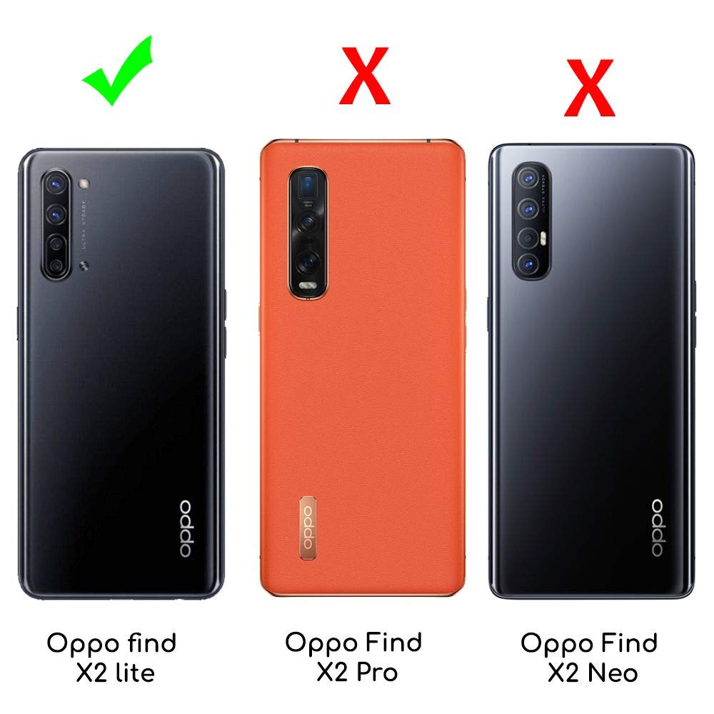 EbestStar Cover Per Oppo Find X2 Lite: Custodia Libro Portafoglio In Pelle PU Con Slot Porta Carte + Vetro Temperato Incluso (Nero/Rosso) - 4