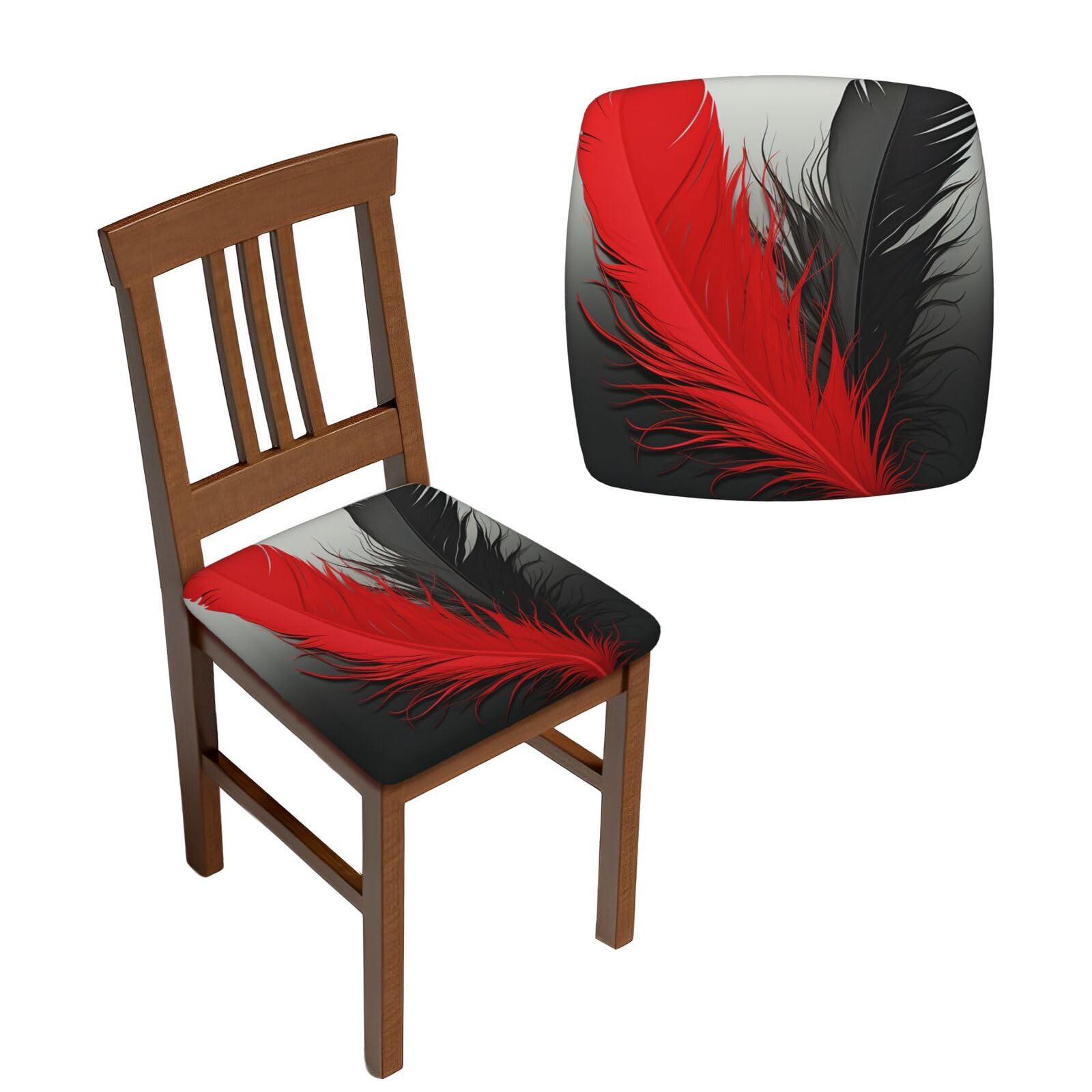 Housses de chaise lavables lot de 6 extensibles design plumes