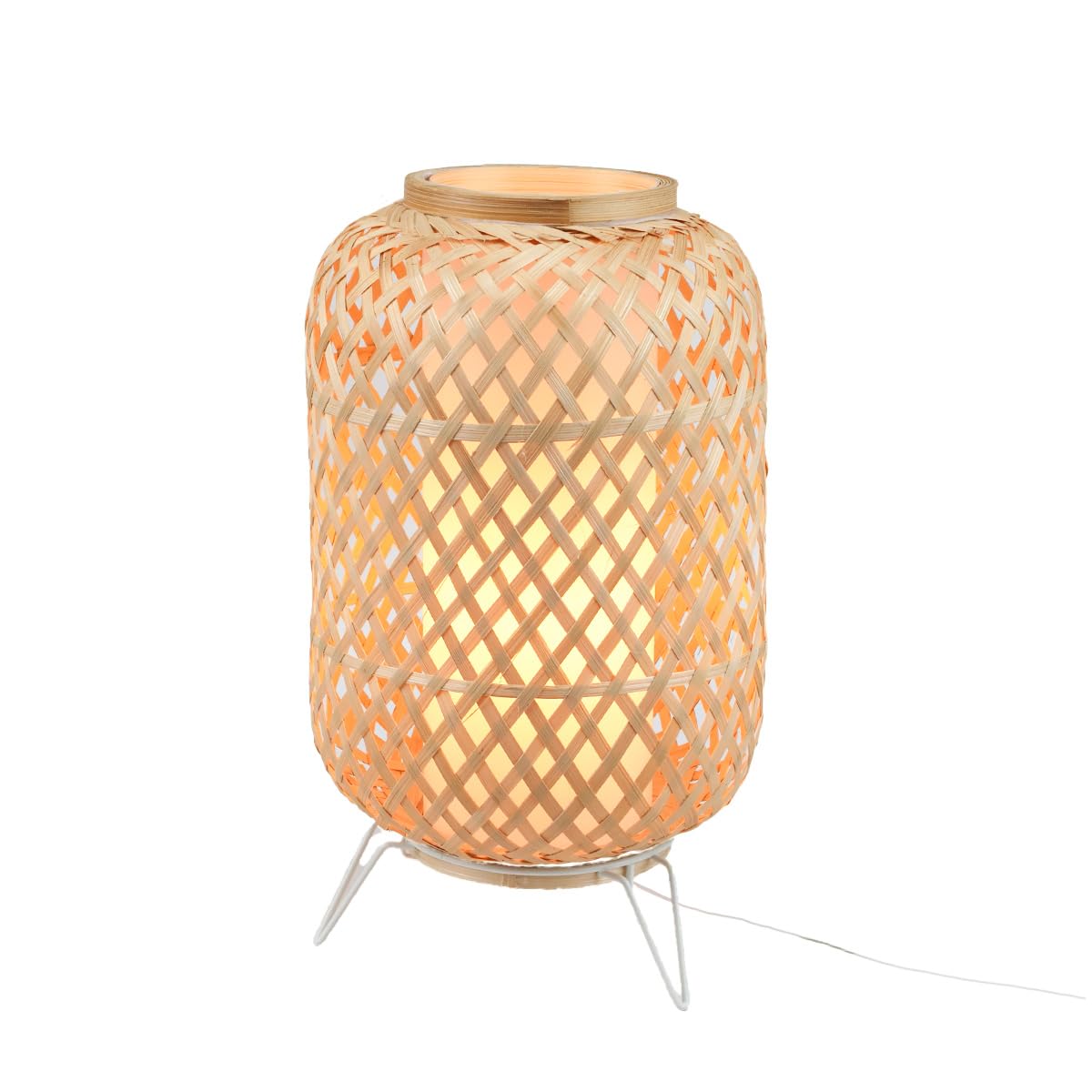 Alpinaluz Lampada da tavolo in vimini E27 - stile vintage nordico con paralume e diffusore interno in policarbonato trasparente