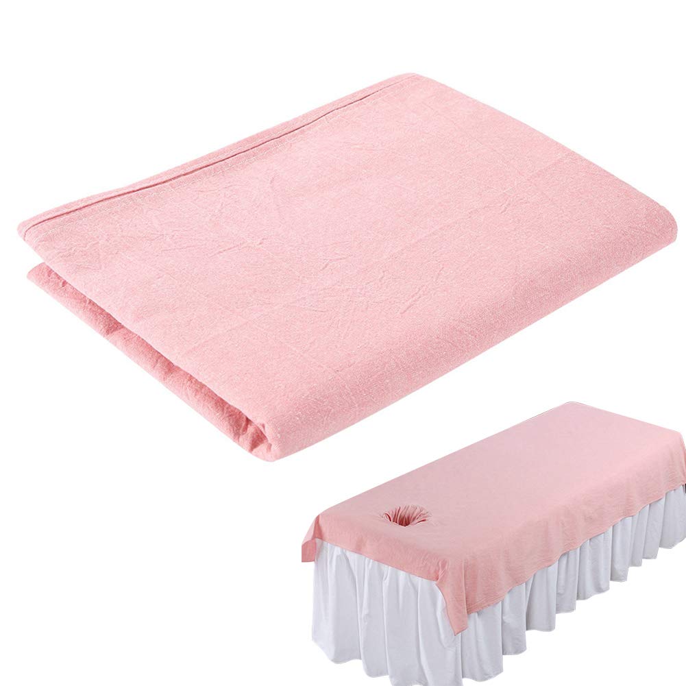 Beauty Massage Bed Sheets, Salon Massage SPA Couch Soft Cotton Bed Cover Protector with Face Breath Hole (Pink)