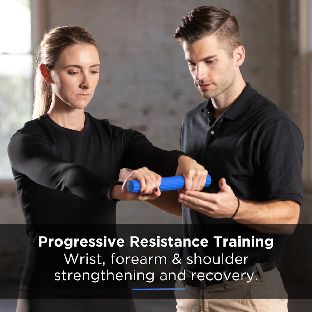 THERABAND FlexBar, Tennis Elbow Therapy Bar, Relieve Tendonitis Pain & Improve Grip Strength, Resistance Bar for Golfers Elbow & Tendinitis, Blue, Heavy, Advanced