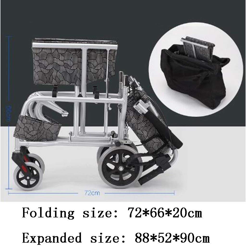 Sedia a rotelle piegante della sedia a rotelle per la sedia a rotelle ultraleggera del carrello anziano della sedia a rotelle portatile anziana per il viaggio ( Color : Gray , Size : 88*52*90cm )