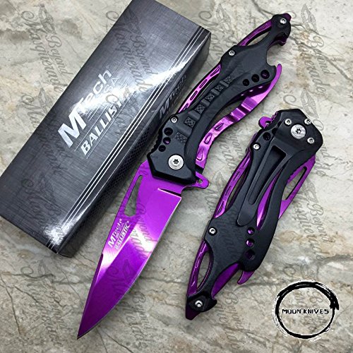 MOON KNIVES MTech USA Purple Blade Hunting Camping Tactical Rescue Pocket Knife MT-A705PE