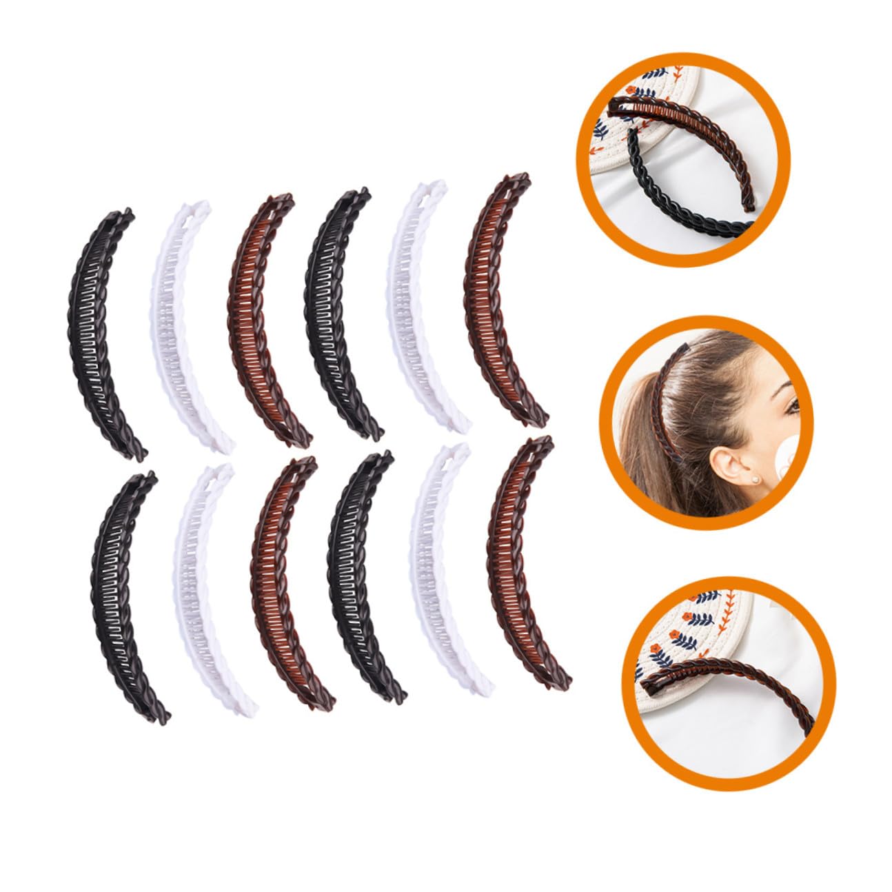 Alipis 12 Stück Teiliges Bananen haarspangen aus Robustem Kunststoff Vielseitige Haarkämme für Damen Vintage Haar accessoires in Weiß Schwarz und Kaffee Geeignet für Welliges und Dickes