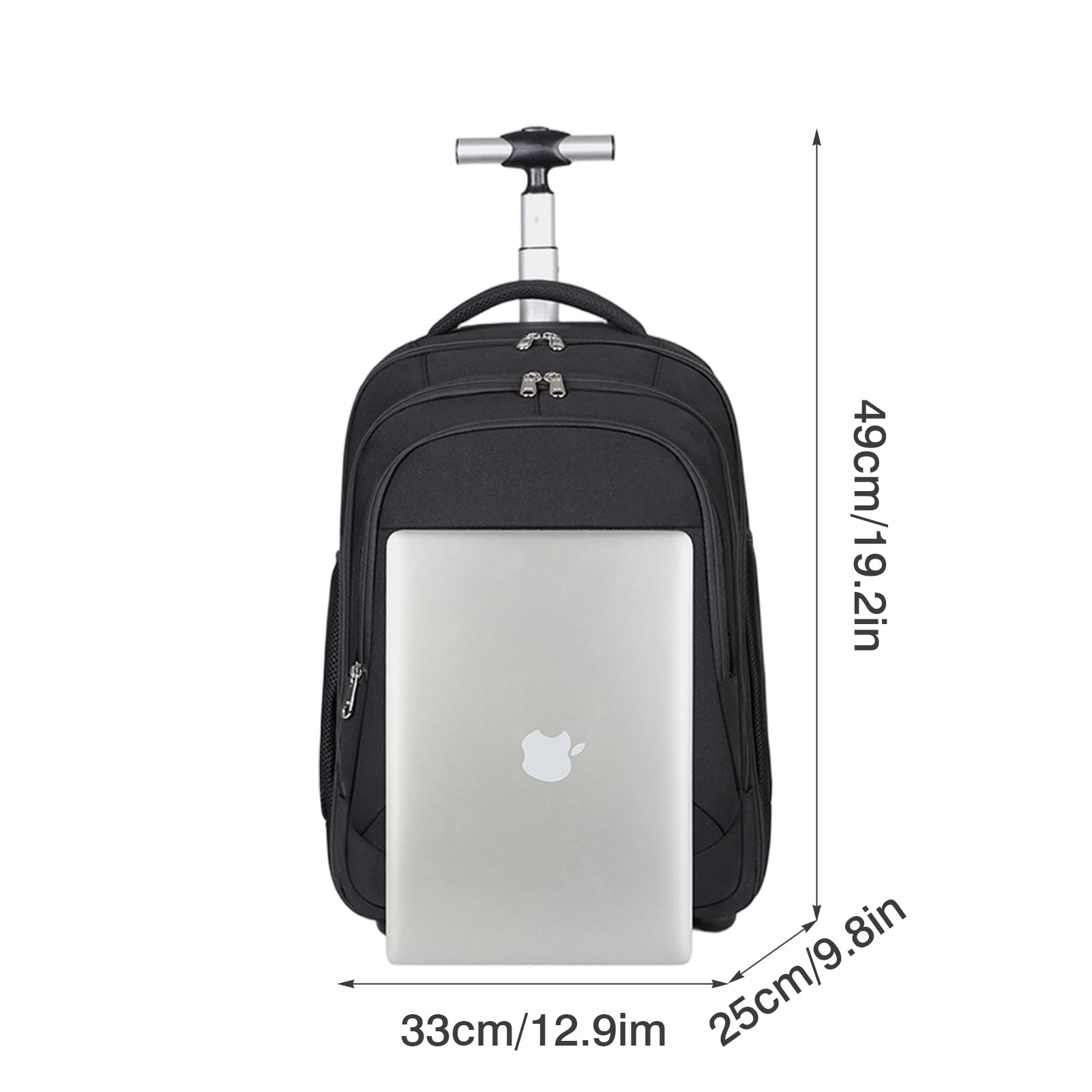 Mochila con Ruedas Adulto, 18'' Trolley para Portátil para Hombre, Mujer, Maletin Grande Resistente al Agua Bolsa de Viaje Cabina Avion para Empresas Escolares, Negro (Negro)