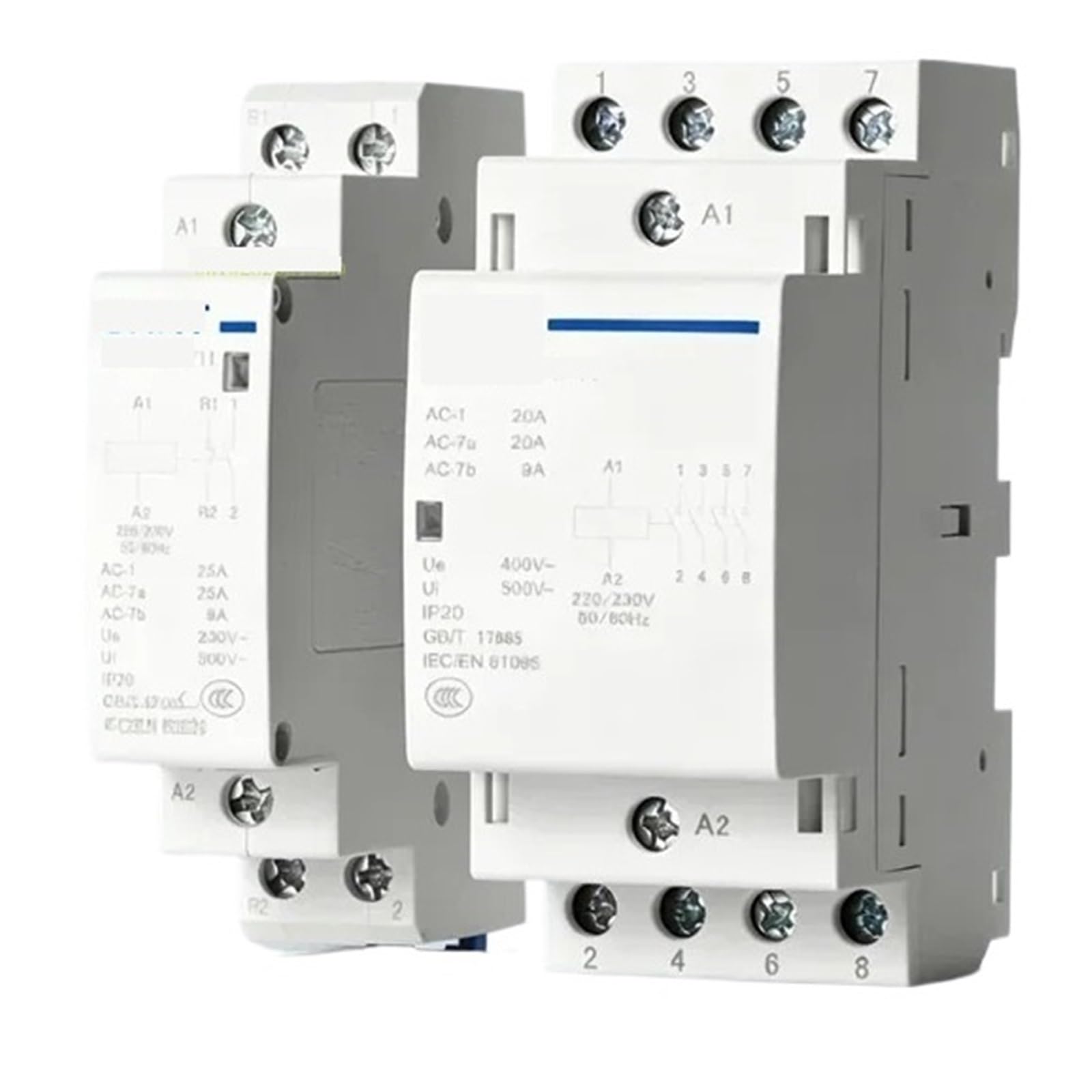 Contattore CA, compatibile con CHINT, | 220v 230V 50HZ 60HZ NCH8G 1P 20A 25A 40A 2P 4P Tipo su guida 2NO 2NC 1NO 1NC 4NO 4NC(NCH8G-25A,2NO 2NC)