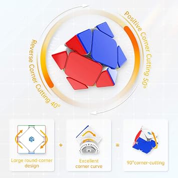 GAN Skewb 32 Magnets, Magnetic Speed Cube Gans Skewb Puzzle Cube Magic Cube Enhanced Version Light-Weight GES Pro 90 Corner Cutting for Children Adult Competition