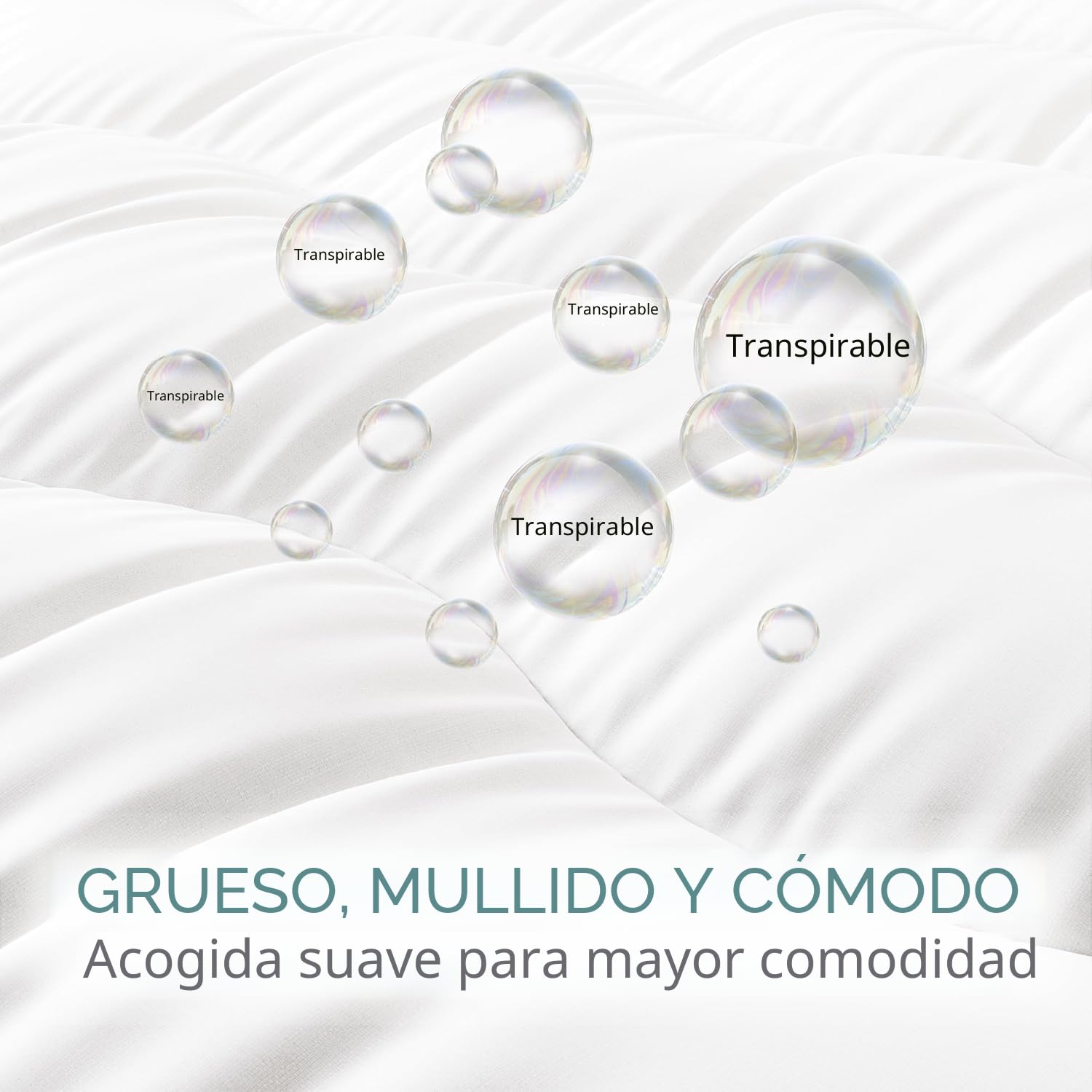 CASABEL Cubrecolchón de Microfibra Confortable, 1-2 plazas, 120x195cm | Confort mullido, microfibra transpirable, hipoalergénico, Relleno uniforme, sujeción con elásticos, lavable a máquina