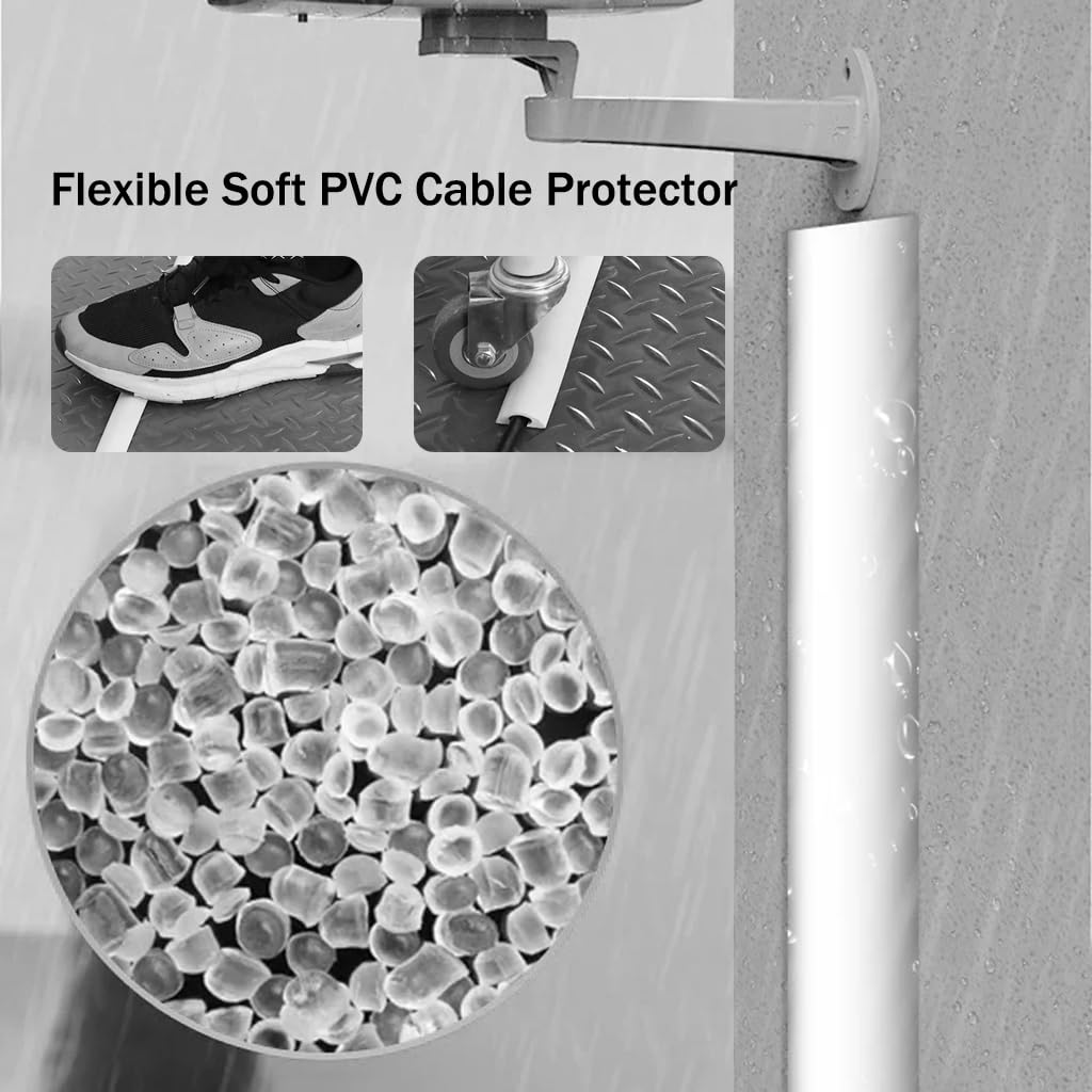 Cubrecables De Suelo Flexible De PVC Blando, Protector De Cables De Pared Autoadhesivo para Oficinas, Oculta Y Organiza Los Cables, Resistente Al Pisado(Negro,10M)