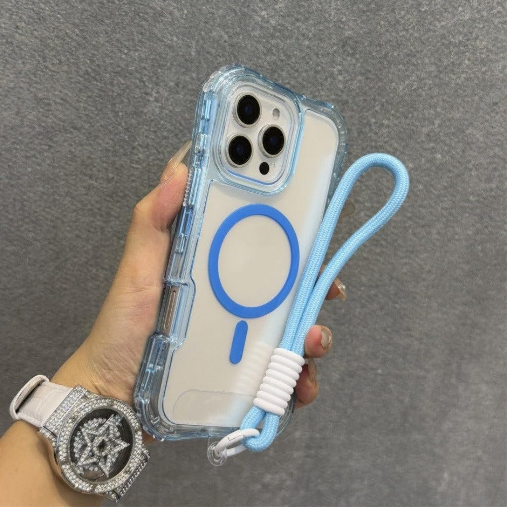 Coque iPhone antichoc transparente anti-chute avec sangle magnétique