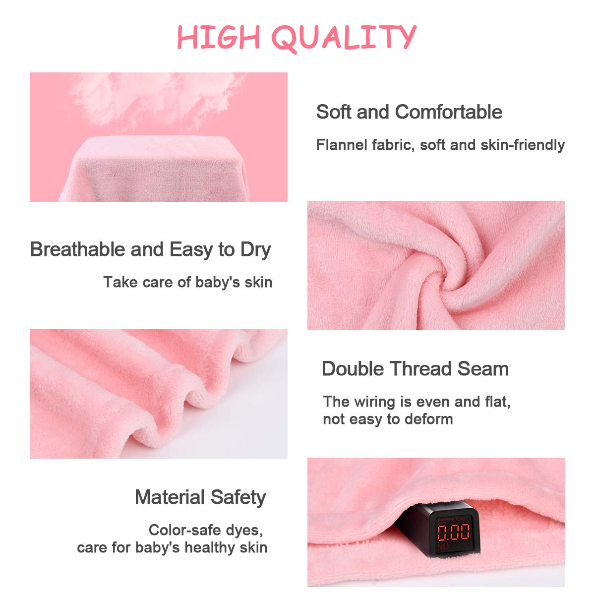 URAQT Accappatoio Neonato, Accappatoio Neonata con Cintura Accappatoio per Bebè, Asciugamano con Cappuccio Flanella, Extra Morbido e Assorbente, Regalo per Neonati Unisex