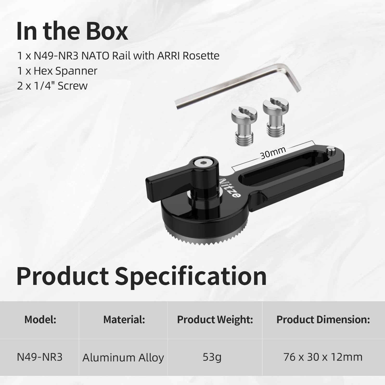 Nitze NATO Rail with ARRI Rosette, Quick Release Safety Rail Aluminum Alloy with Anti-Off Pin - Image 4