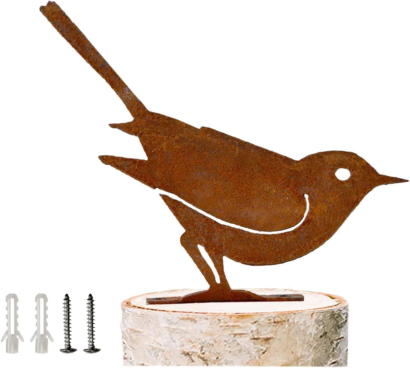 Reagia Brown Thrasher Brown Sparrow, Rusty Birds Decoration Lifelike Patina Metal Birds Garden Ornaments Silhouette Simulation Bird Figurine Home Decor Rustic Outdoor Patio Yard Adornment Metal Statues