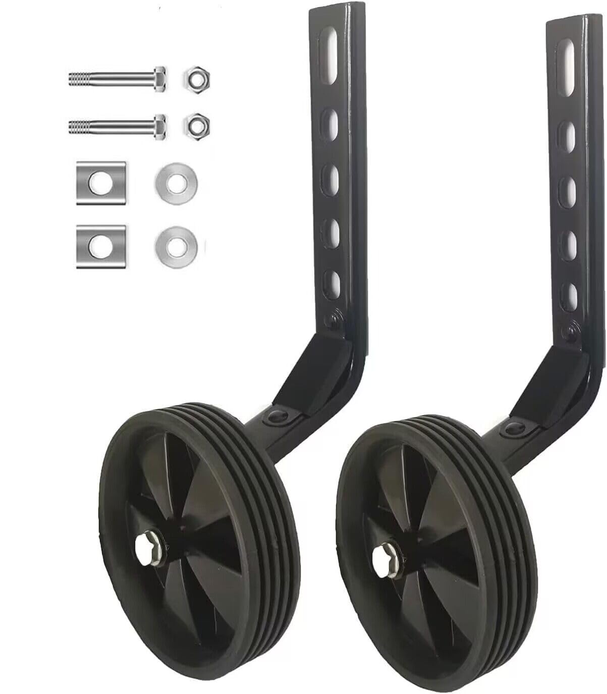 Mehome Bicycle Training Wheels Stronger Version Replacement Heavy Duty Rear with Stabilizers Mounted Kit for Children Kids Suitable for 12/14/ 16/18/ 20 inch (Black)