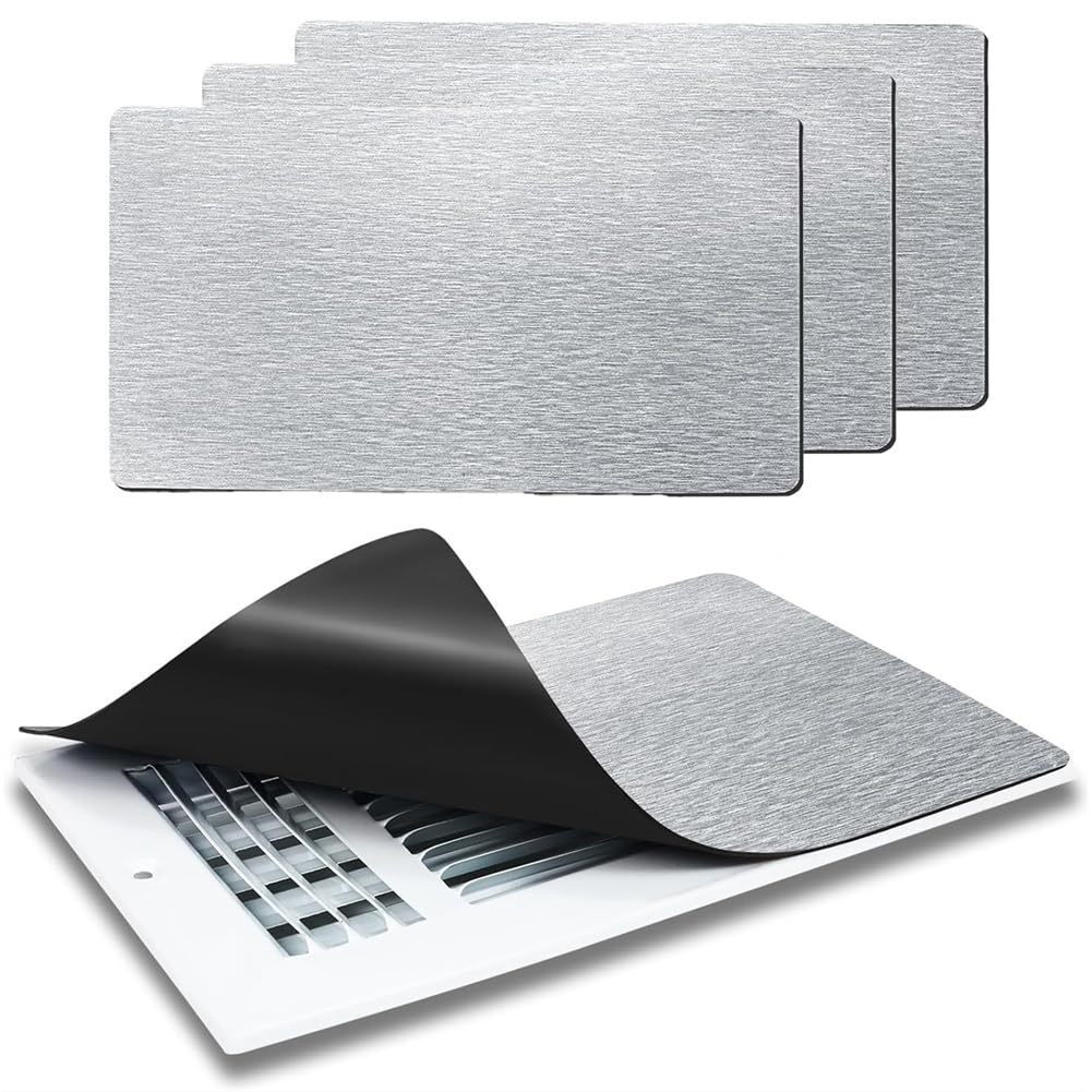 Couvoirs de ventilation magnétique argent 8x12 pouces pour registres de sol et plafond (3 pack)
