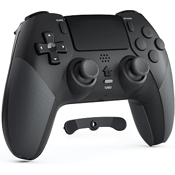 CHEREEKI Controller f r PS4 Bluetooth-Controller mit 2 Programmierbaren Tasten Wireless Gamepad mit Doppelter Vibration 6-Achsen-Gyro-Sensor Touchpad Integrierter Lautsprecher Schwarz