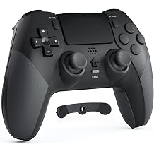 CHEREEKI Controller f r PS4 Bluetooth-Controller mit 2 Programmierbaren Tasten Wireless Gamepad mit Doppelter Vibration 6-Achsen-Gyro-Sensor Touchpad Integrierter Lautsprecher Schwarz