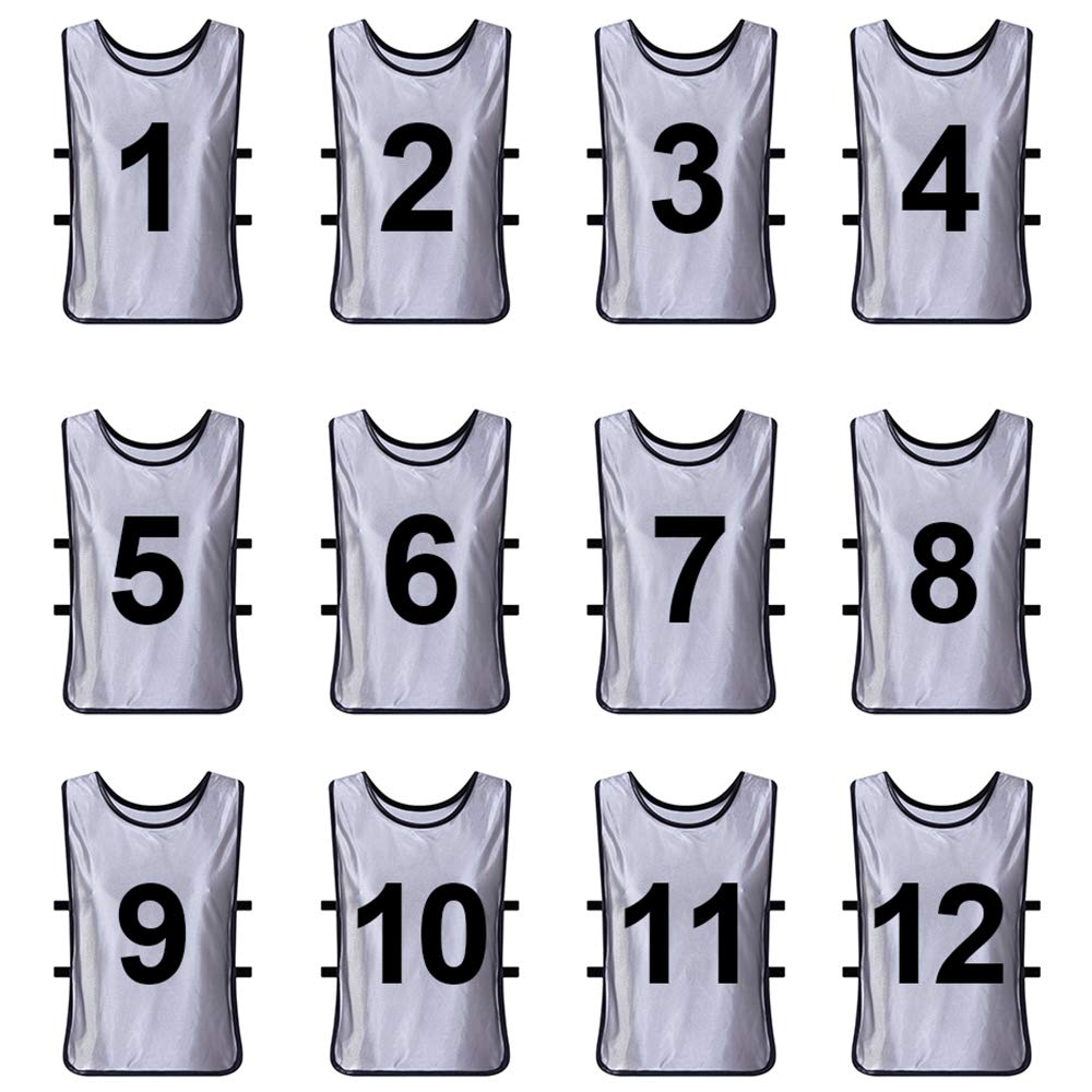 TOPTIE Sets of 12 (#1-12) Numbered Training Vest, Soccer Pinnies