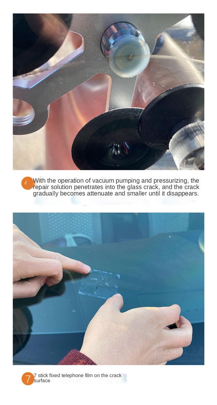 Kit de reparación de parabrisas, herramienta de reparación de grietas de vidrio con bomba de inyección de vacío para parabrisas de coche, espejo y reparación de ventanas