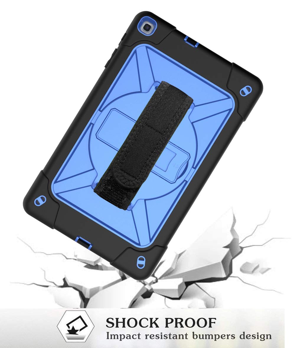 Etui na tablet do Galaxy Tab A 10.1 (2019), wytrzymały pokrowiec ochronny z wbudowaną podstawką, paskiem na rękę i paskiem na ramię do Samsung Galaxy Tab A 10.1 (2019) / SM-T510 / SM-T515 czarny + niebieski)
