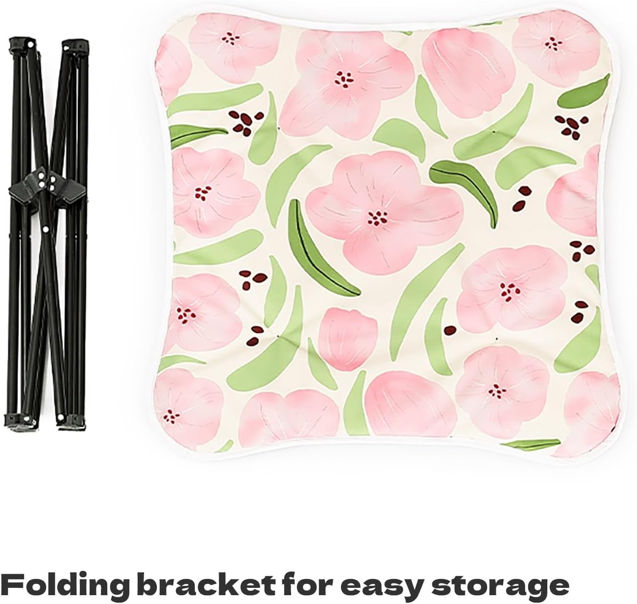 Portable Raised Pet Cot Outdoor Elevated Dog Bed Folding Cat Pet Bed with Padded Filling for Indoor, Traveling, Camping(Pink,65x65x25cm)