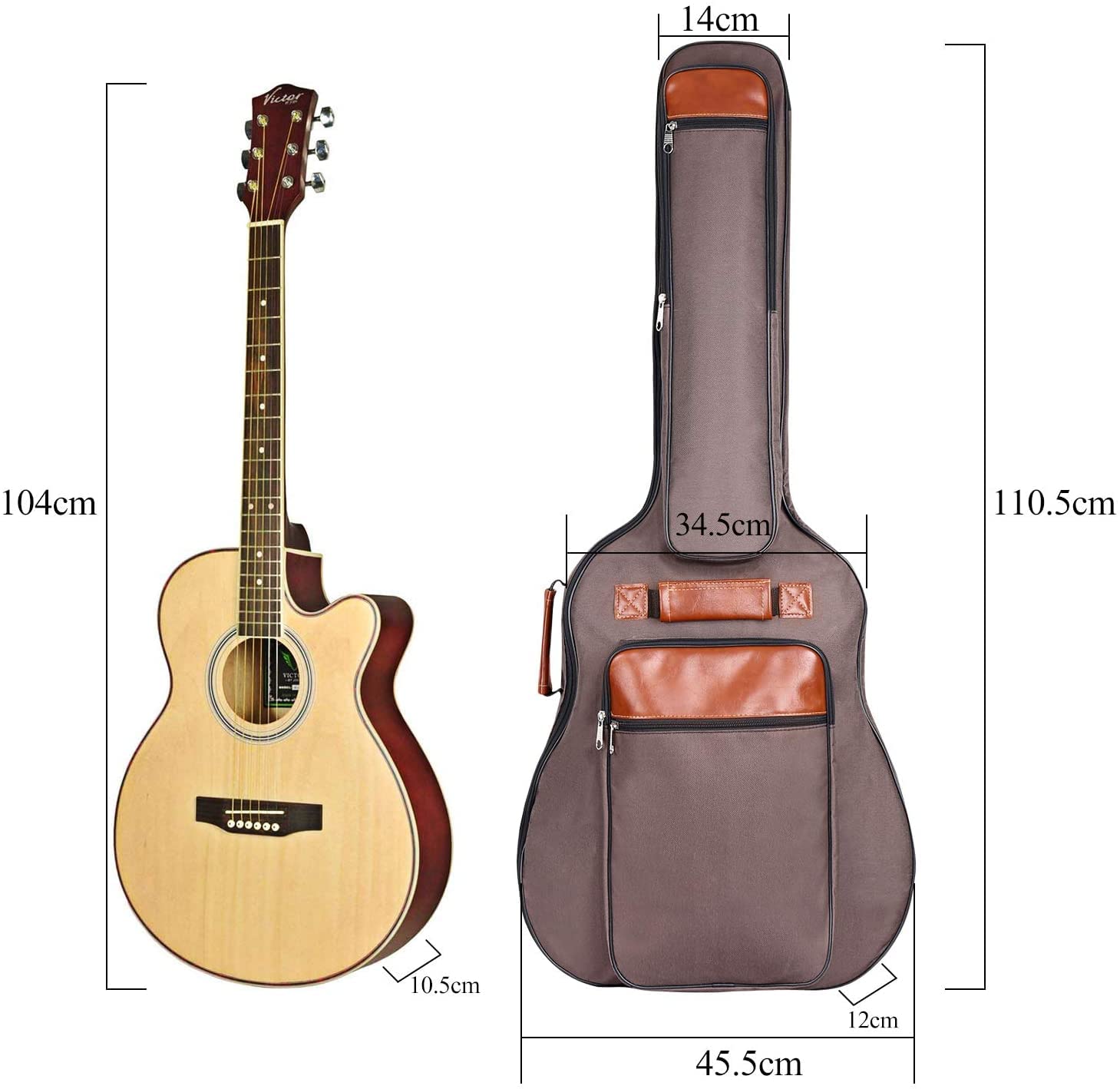 CAHAYA Borsa Chitarra Custodia di Oxford Impermeabile per 41 Pollici Chitarra Acustica Classica con Imbottitura 12mm Doppia Cinghie da Spalla Regolabile