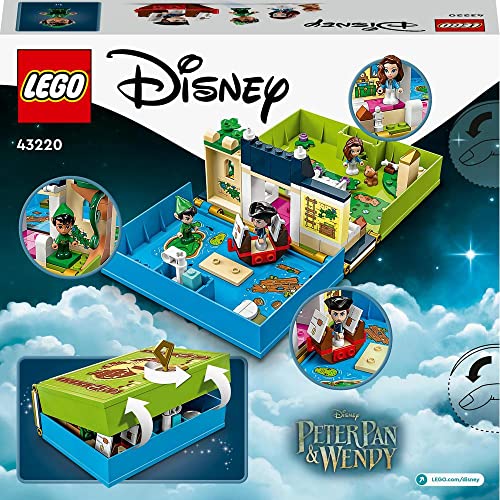 LEGO 43220 Disney Les Aventures de Peter Pan et Wendy dans Un Livre de Contes, Jouet de Voyage pour Enfants 5 Ans, avec Micro-poupées et Bateau Pirate