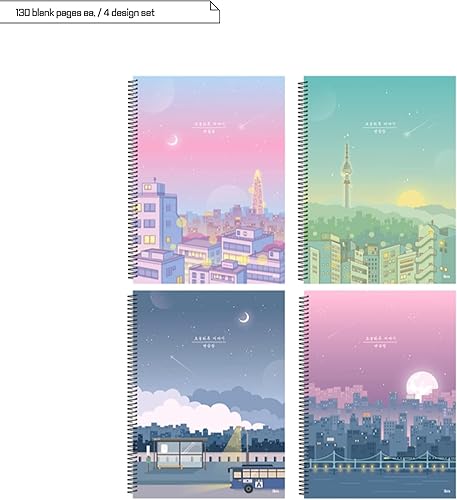 Miniatura 8 de Bonito cuaderno de dibujo de planificación en espiral coreano sin forro en blanco para niñas, mujeres, universidad, escuela, 90 p cada uno, 7.4 x