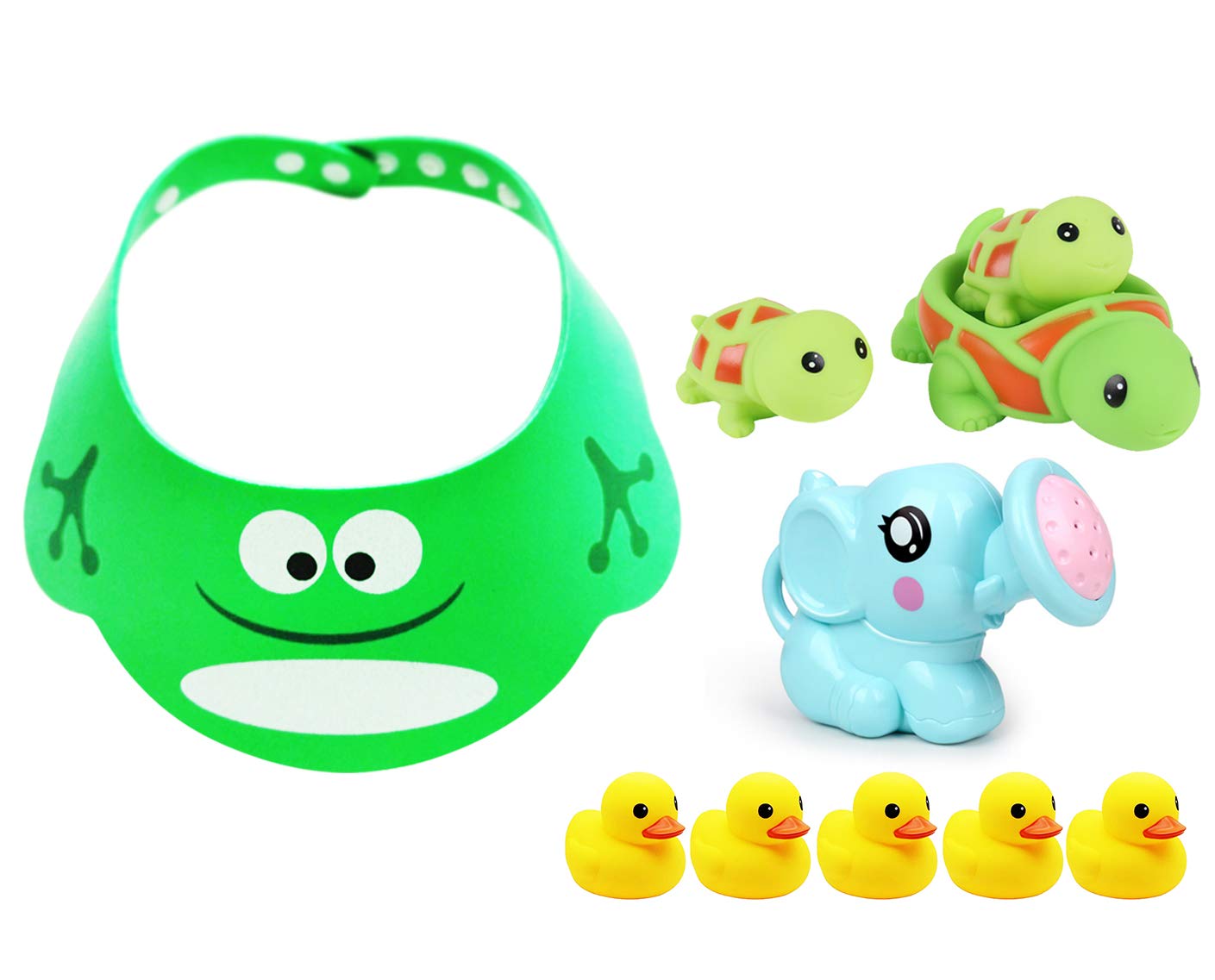 Star BabiesCombo (Shower Cap, Kettle Toy ,Tortle, Duck)-Green, Set Of 4