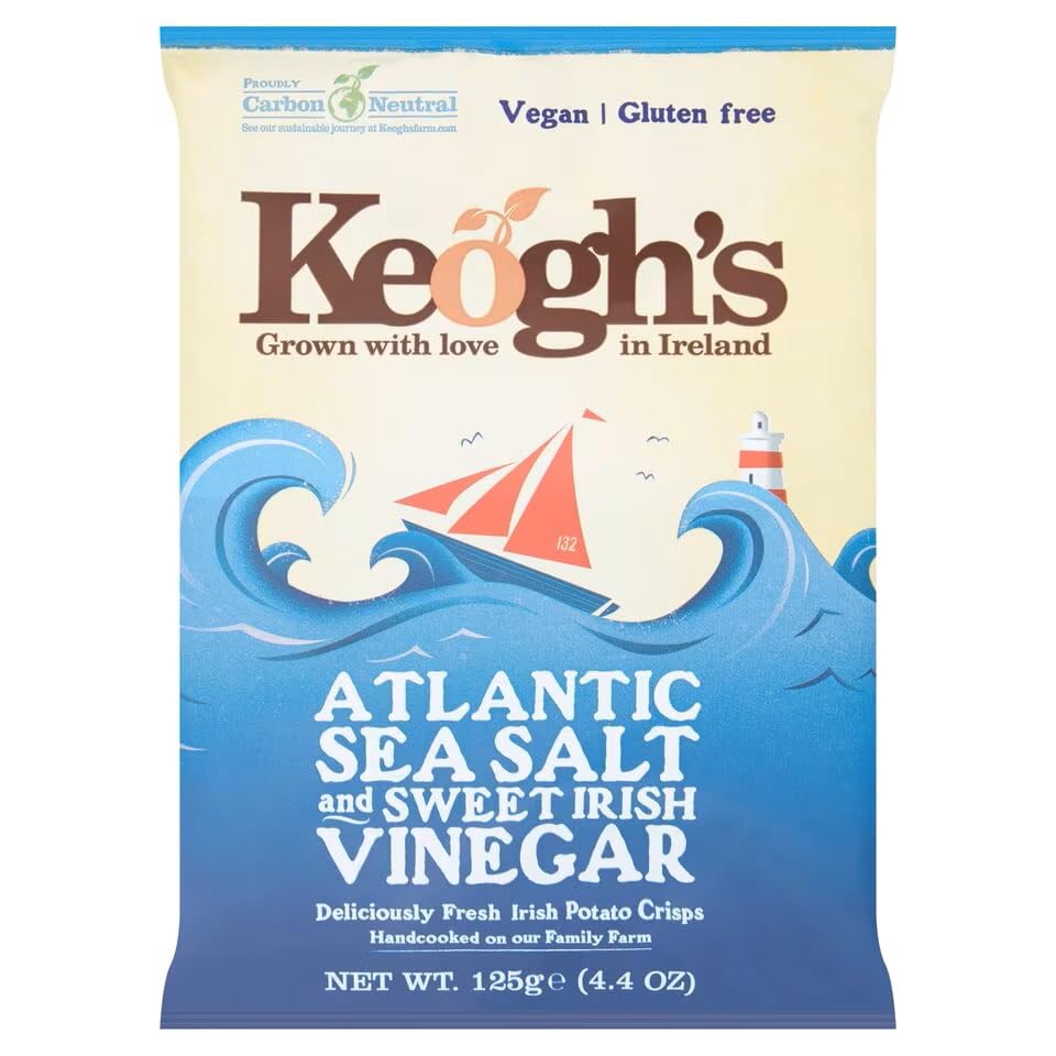 Atlantic Sea Salt & Sweet Irish Vinegar Potato Crisps, 125G (4.4oz), Pack of 3
