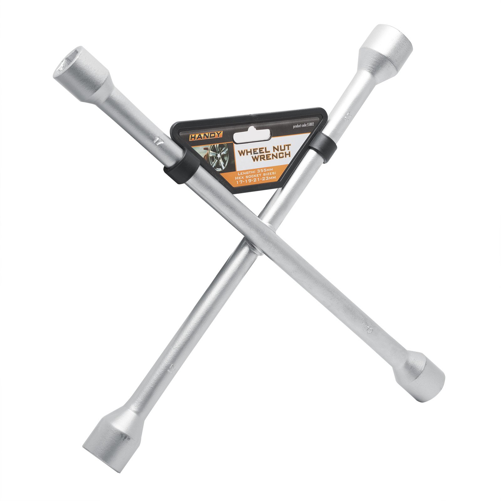 55802 Handy Tool 4 Way Wheel Nut Brace 17 - 19 - 21 - 23mm Wrench Cross Spanner