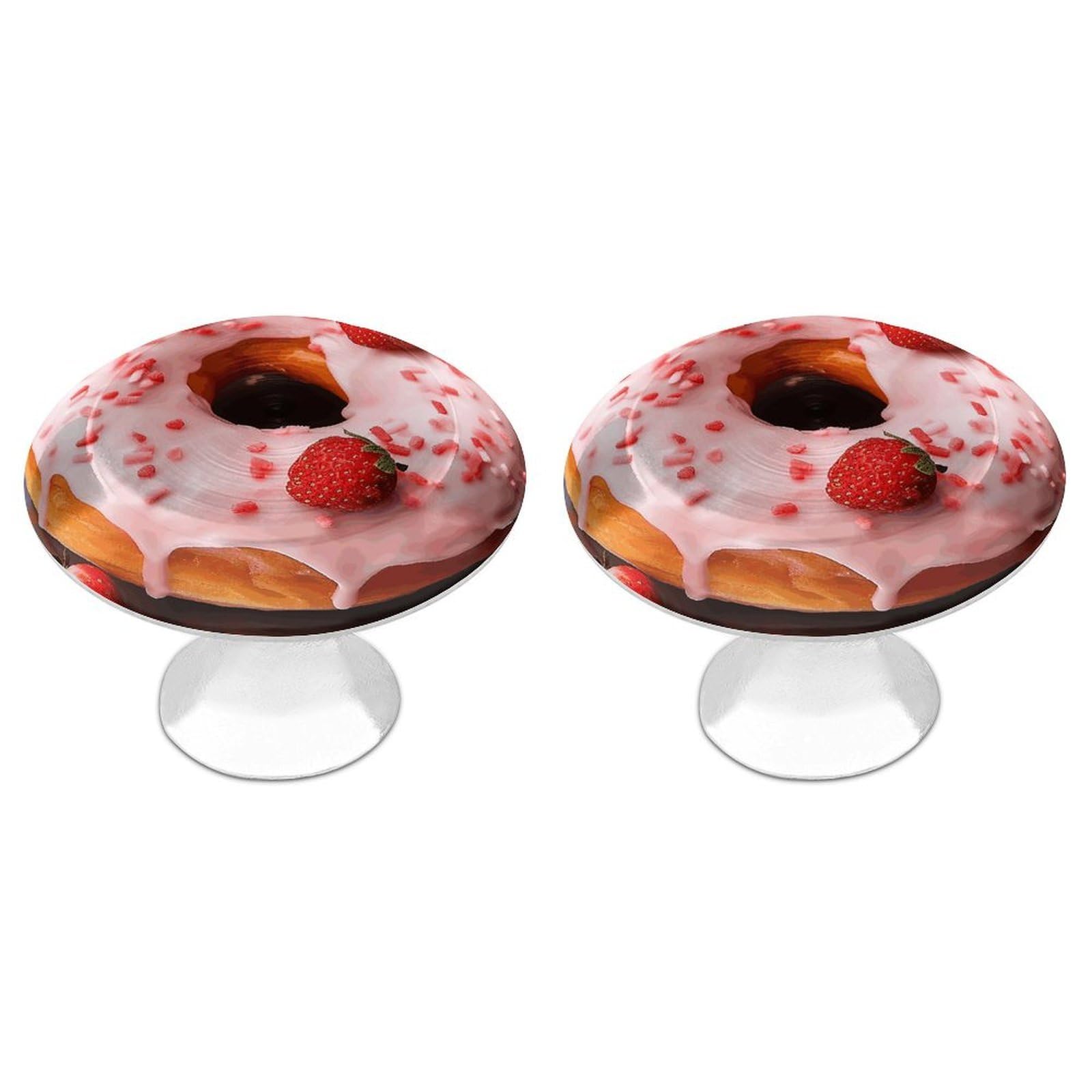 QMNLKH Strawberry Donut Cabinet Knobs for Home, Round Drawer Pulls for Kitchen, Personalized Cupboard Handles with Screw, Fashion Dresser Knobs for Office, Drawer Handles, 2 Packs