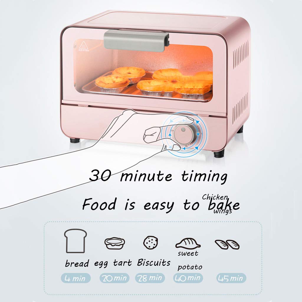 Manopola Timer Mini Forno Elettrico 6l Per Uso Domestico Maglia Estensibile/Porta In Vetro Temperato/Tubo Di Riscaldamento In Vetro Al Quarzo/Vassoio Per Scorie 800w