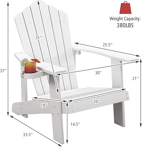 Miniatura 3 de Tangkula Silla Adirondack de gran tamaño, sillas de patio con soporte ajustable para tazas, sillones con caderas y listones, resistente a la