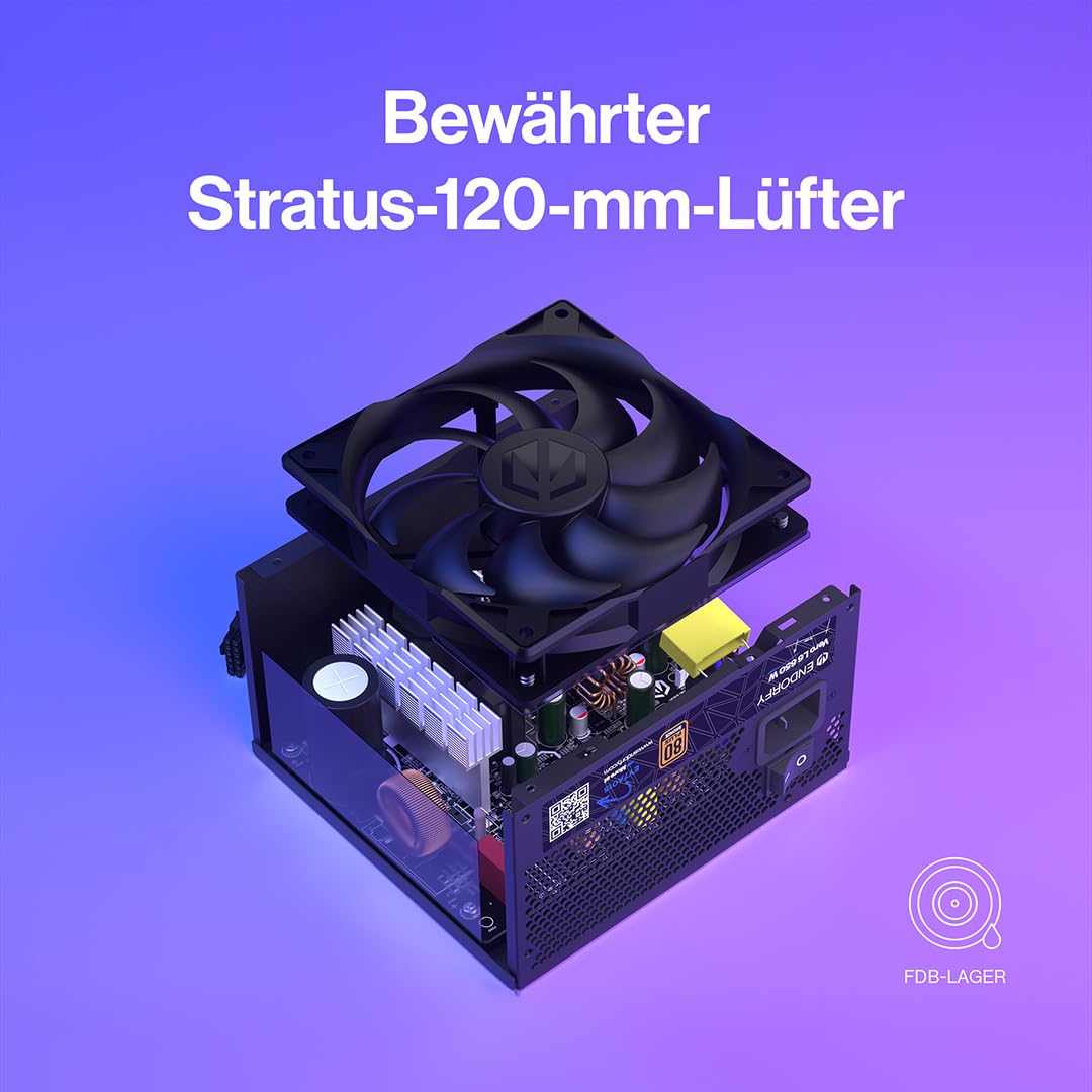 ENDORFY Vero L6 PSU (650, Watt) | Netzteil ATX 3.1 PCIe 5.1, 80 PLUS Bronze, Cybenetics Silver, Leiser Stratus 120 mm Lüfter, PSU für Gaming PC und Workstation