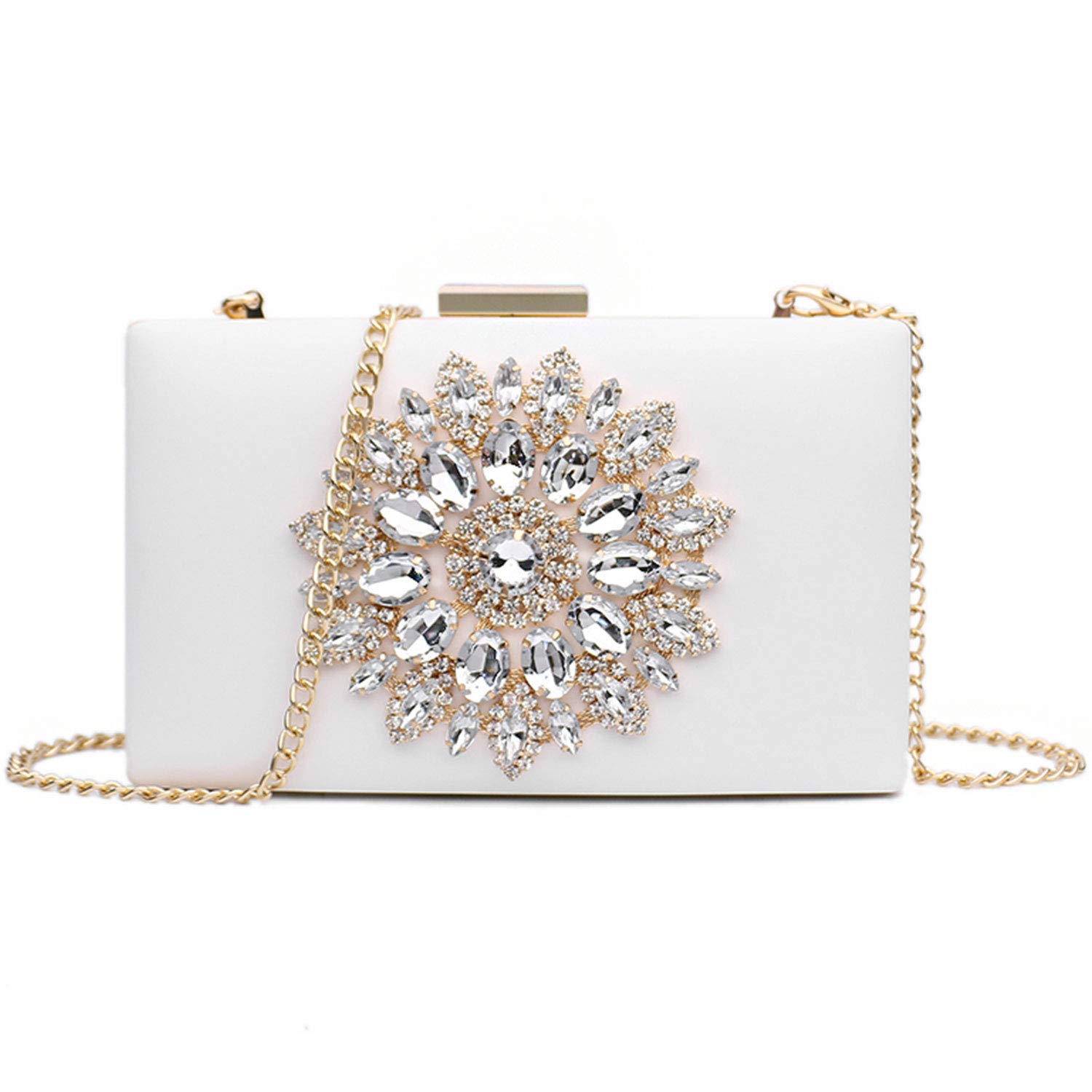 Sac De Soirée Femme | Pochette Avec Chaîne Amovible | Tissu Pailleté, Fermoir Doré | 20x12x3 Cm