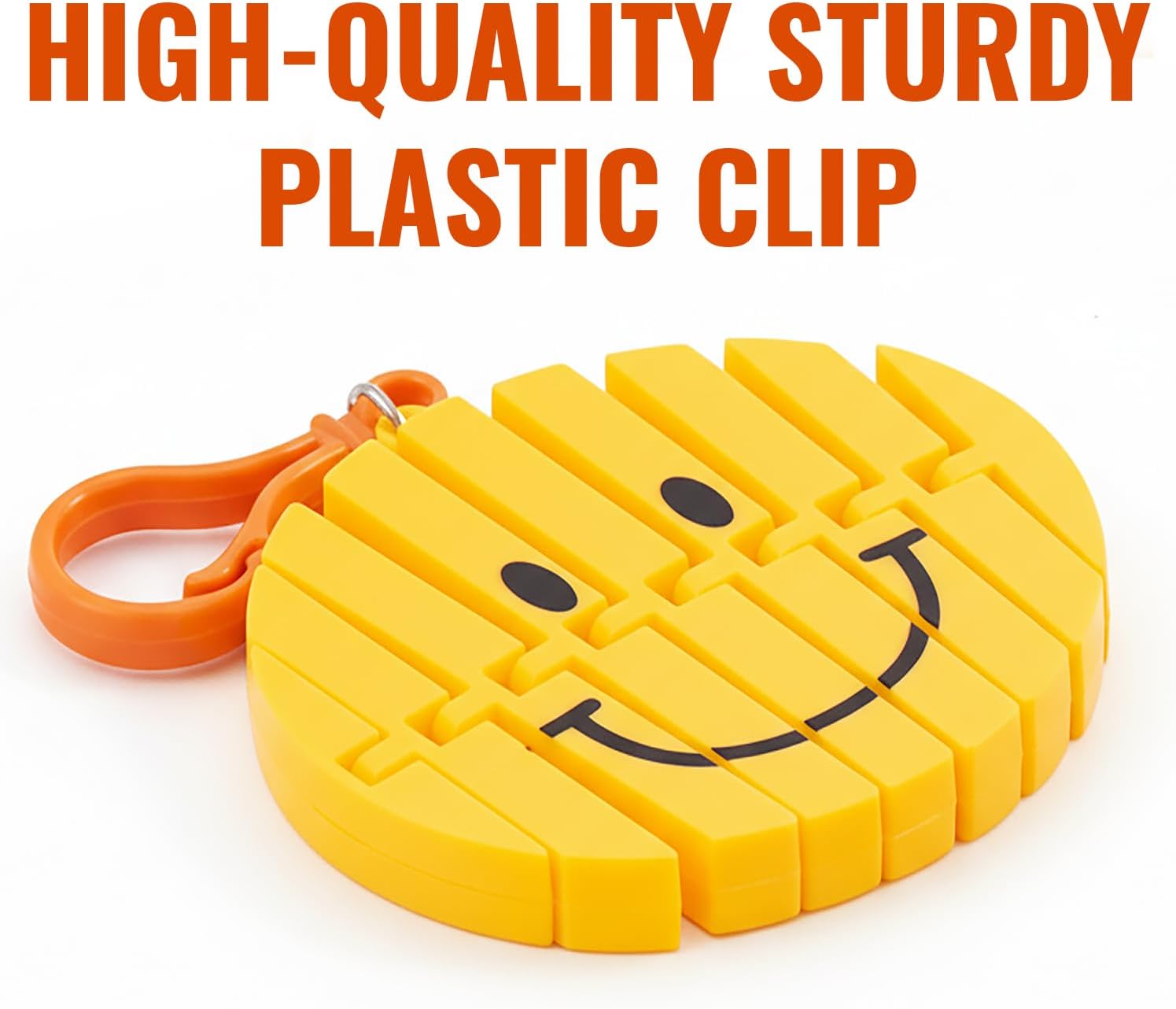 Fun Express Happy Assorted Articulated Fidget Toy Backpack Clips, 12 Pieces