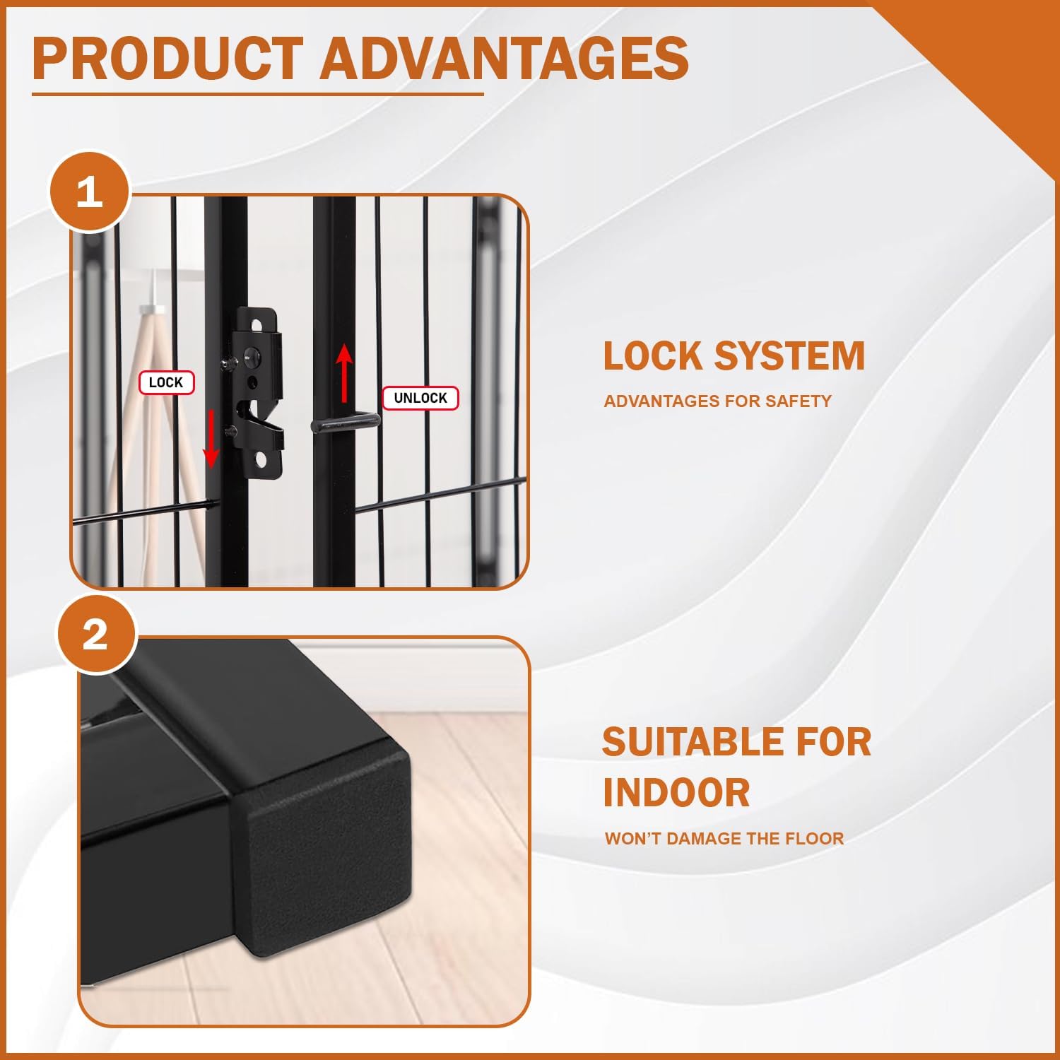 Pet Playpens for Dogs, Indoor Outdoor Pet Fence Barrier, 8 Panels 40(H) Inches High Exercise Heavy Duty Dog Playpen with Lockable Double Door Foldable Metal Dog Fence for Large Medium Small Animals