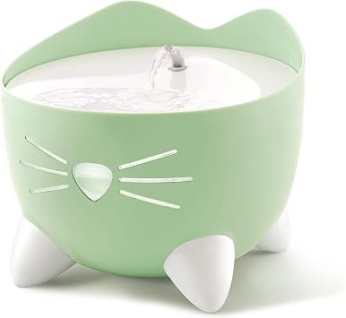 Catit PIXI Drinking Fountain Cat Water Fountain with Triple Filter and Ergonomic Drinking Options, Green