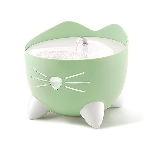Catit PIXI Drinking Fountain – Cat Water Fountain with Triple Filter and Ergonomic Drinking Options, Green - Green - 2.2 LBS (Single)