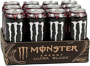 Monster Energy Ultra Black® Carbonated Energy Drink L-Carnitine + Zero Sugar + Taurine, 500.1 ml/500 ml, Pack of 12