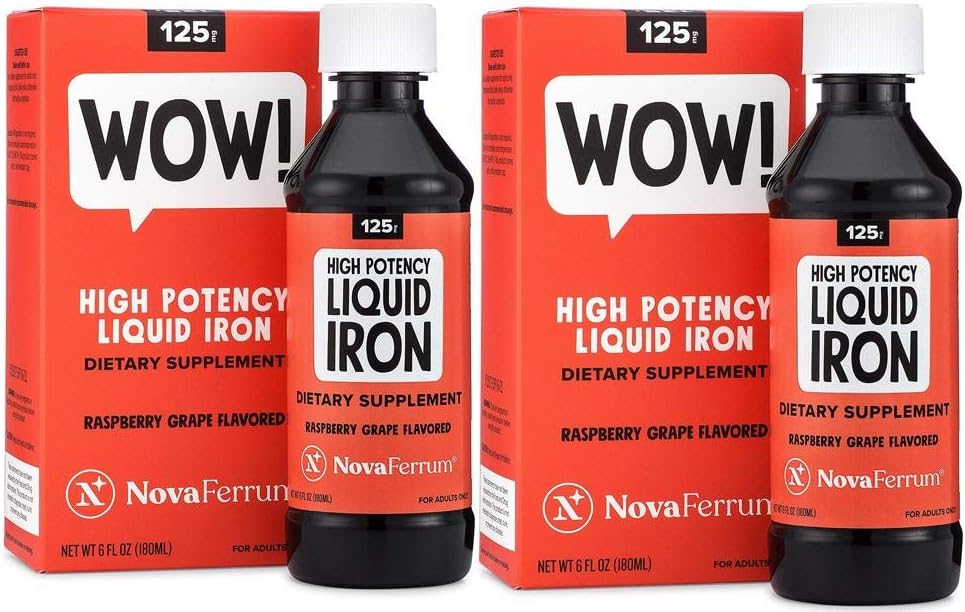 NovaFerrum 125 High Potency Liquid Iron Supplement for Adults, 2 Pack, 6 fl oz (Pack of 2)