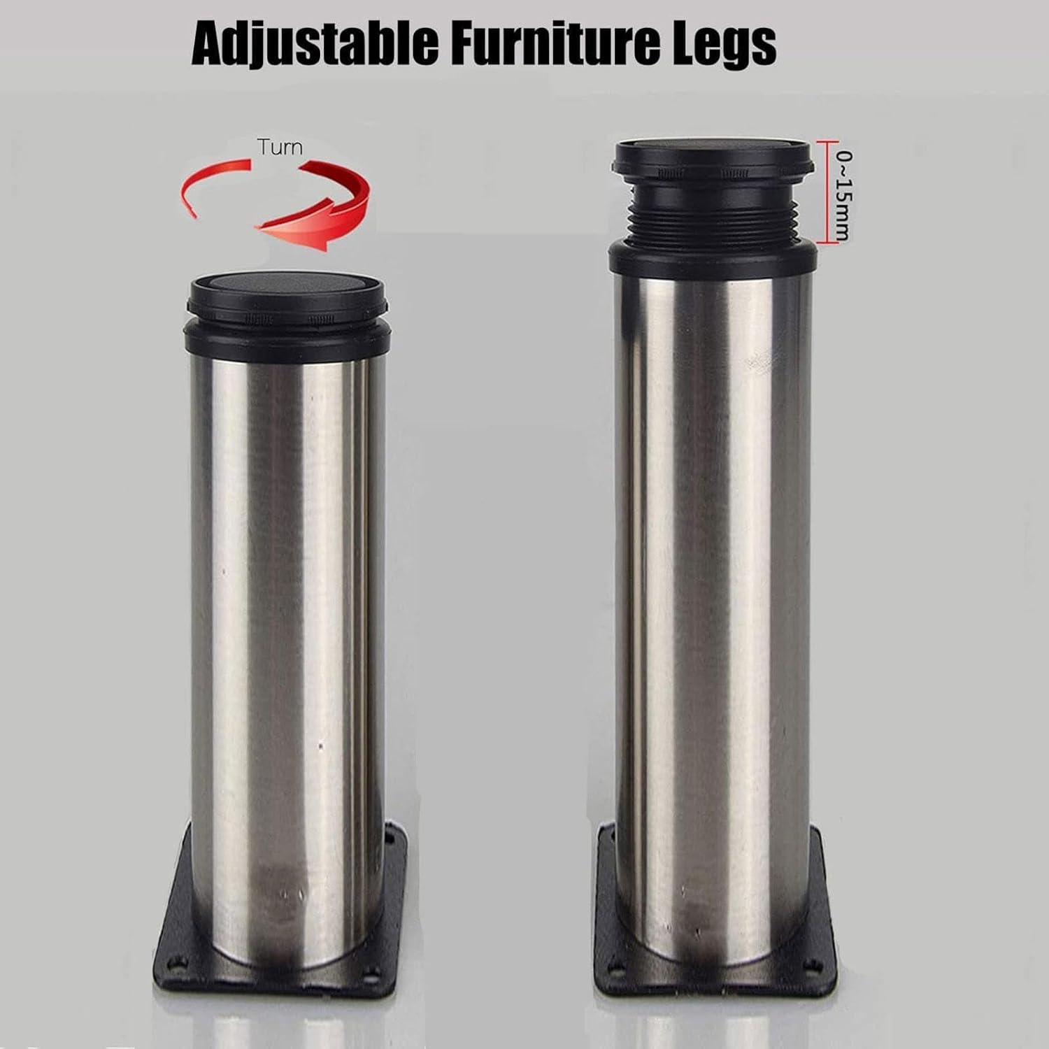 Bed Legs Adjustable 4 Pack Furniture Leg Legs for Beds Feet for Furniture Stainless Steel Adjustable Furniture Legs Cabinet Leg,60mm(2.36in) ()