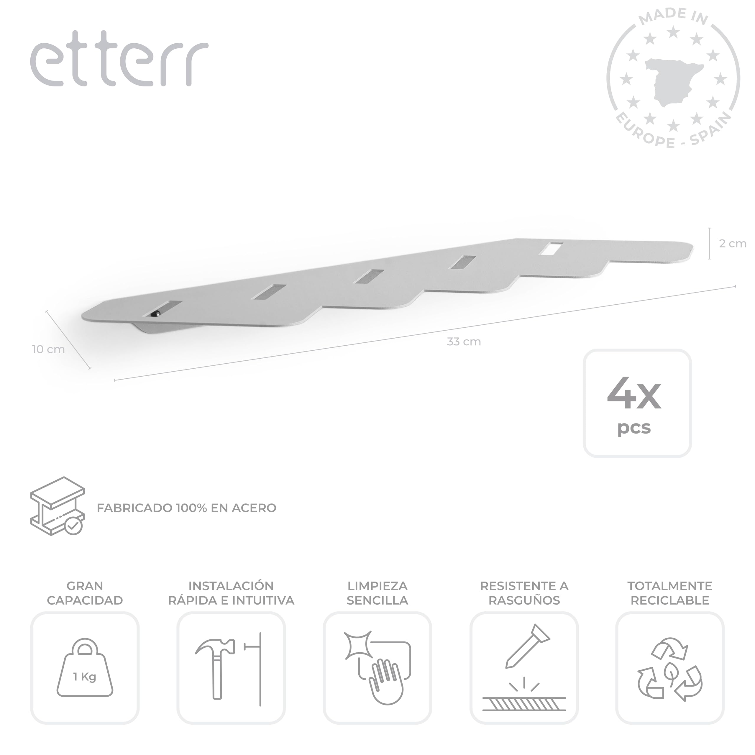 Étagère Murale Pour Voitures 1:64 – Acier 33x10 Cm, Flottante, Sans Perçage, 2 Unités Blanches, Pour Hot Wheels Et Matchbox