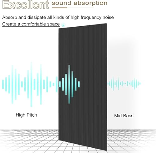 Miniatura 3 de Paquete de 10 paneles acústicos grandes, paneles de espuma a prueba de sonido de 48 x 24 x 0.4 pulgadas para paredes, paneles de amortiguación de