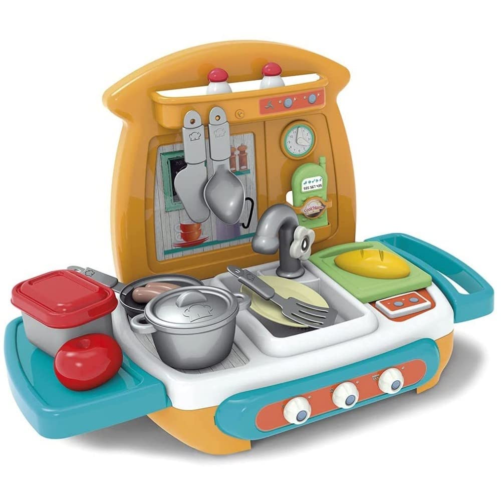 Chicos - Cocina de Juguete My First Cocina de sobremesa | Incluye 15 Accesorios como oOllas, Cubiertos, Fruta y Sartén | a Partir de 18 Meses (84001)