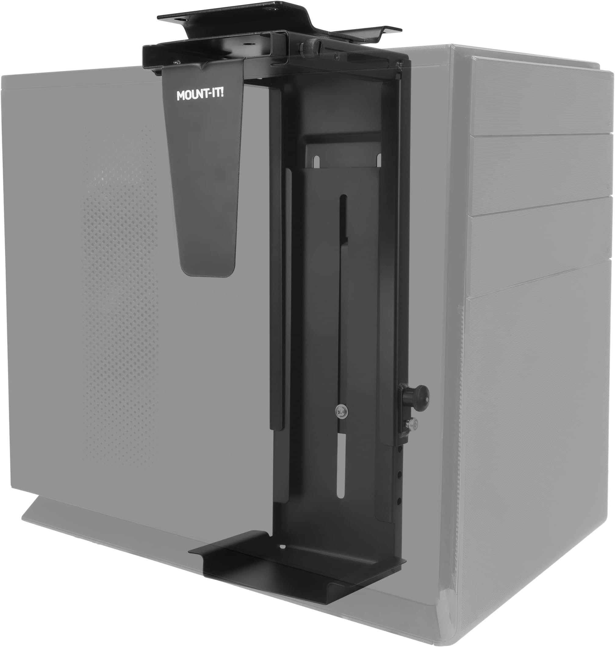 Mount-It! CPU Under Desk Mount Bracket - Computer Tower Wall and Under Counter Holder, 360 Degree Swivel Adjustable Height and Width Wall-Mountable