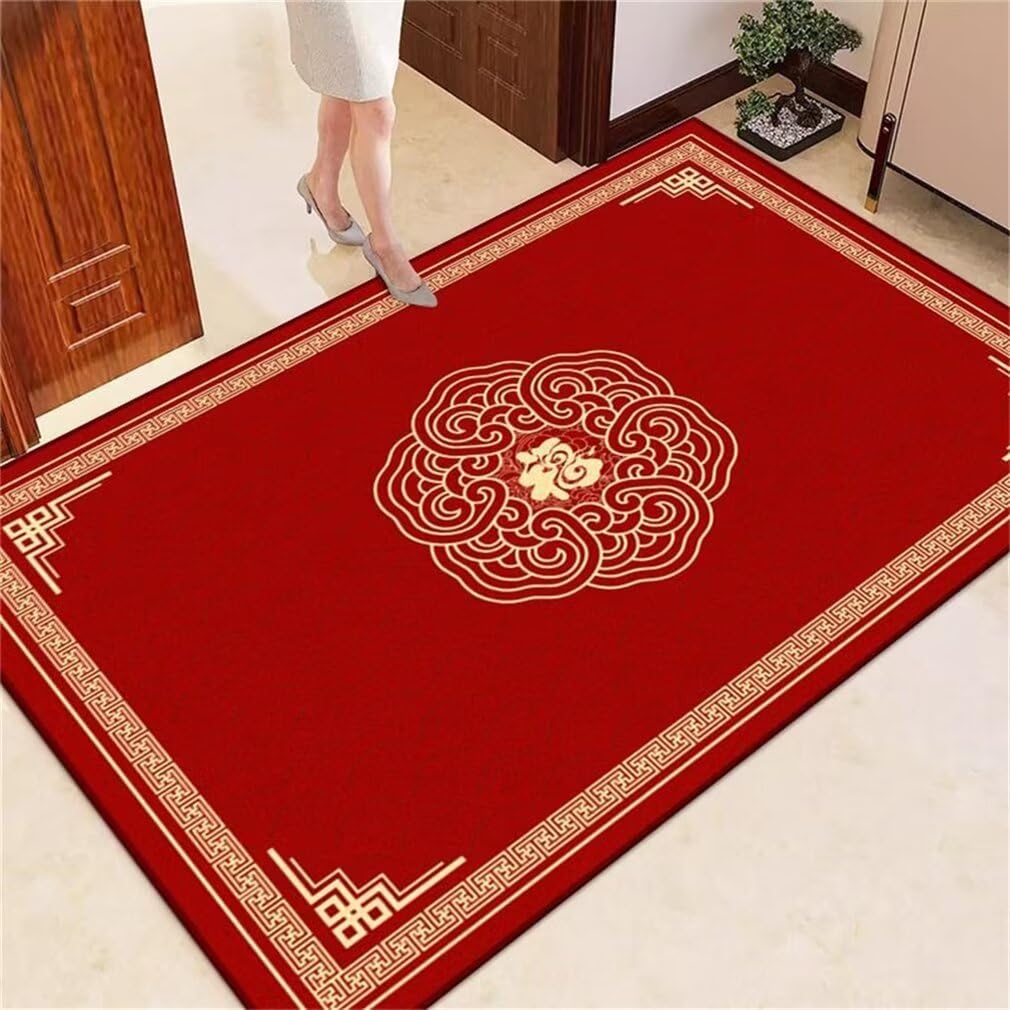 Tapis de salon rouge 80x150 cm imprimé oriental et anti-acariens pour la maison