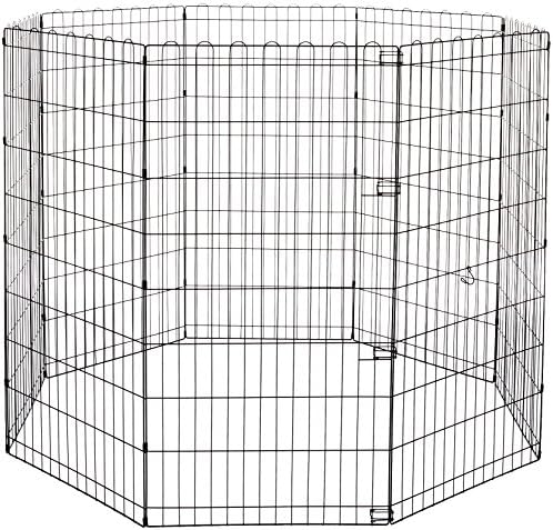 Amazon Basics Foldable Metal Dog and Pet Exercise Playpen - With door - 36-inch (91-cm)